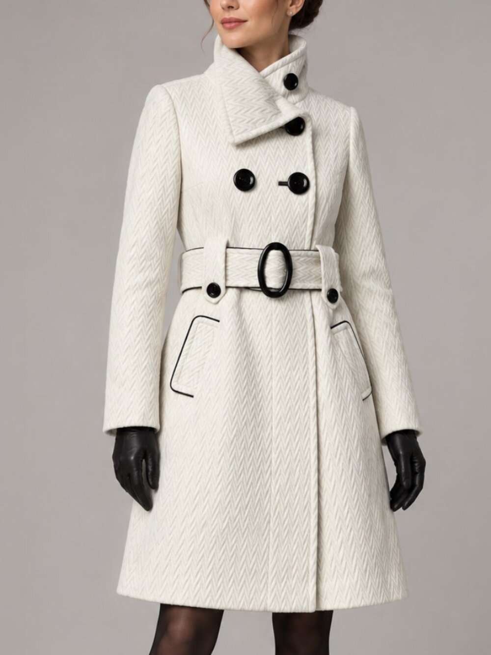 Marciano Off White Wool Blend Double Breasted Peacoat Size XS